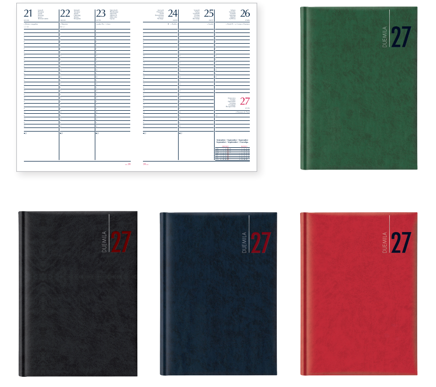 Agenda Settimanale 2027 Vari Colori