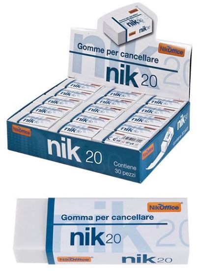 Gomme da Cancellare Nik 20 Bianca In Confezione da 20 pz