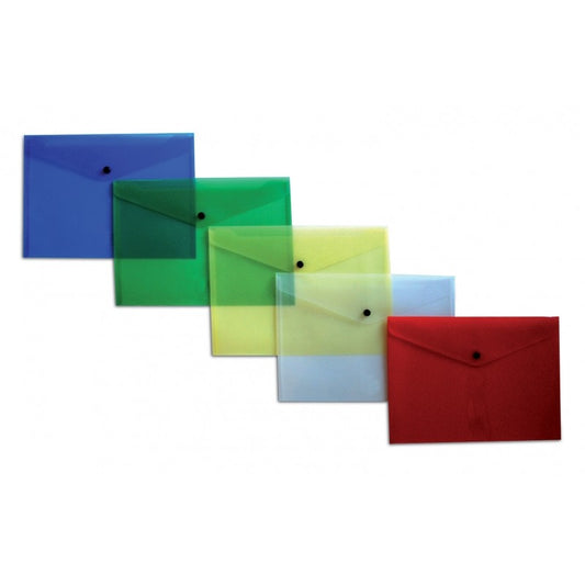 Buste in PPL Trasparenti Assortite con Bottone A4 in cf. da 5 Pezzi