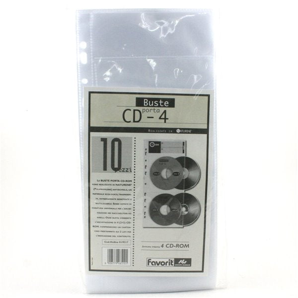 Buste forate Porta CD 4 Posti cf. da 10 Buste Favorit