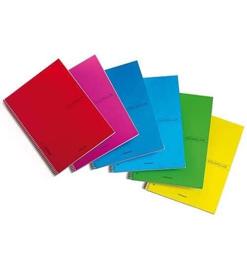 Quaderno A5 Blasetti Color Club 70FF.+1 Spiralato in PPL cf. 6 pz.