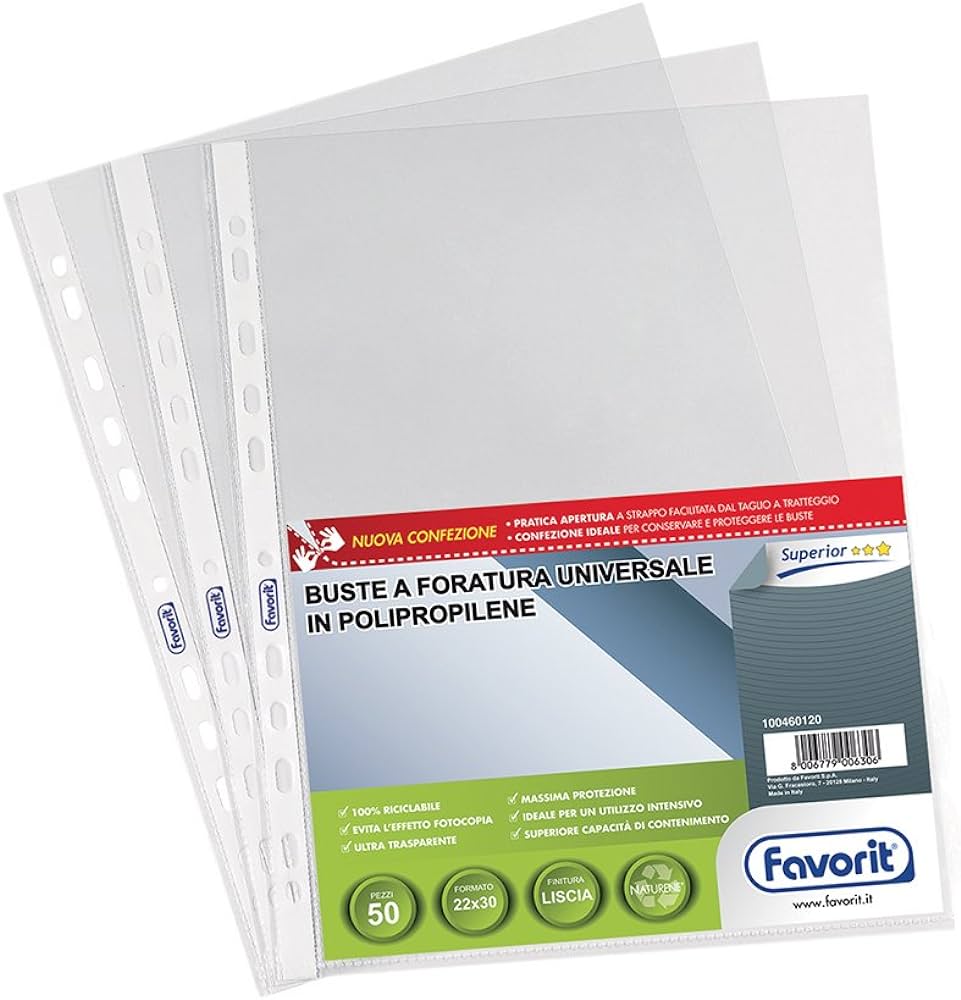Buste Interni portalistino  in PPL Forati Favorit 22X33 AIR cf. 100 pz.
